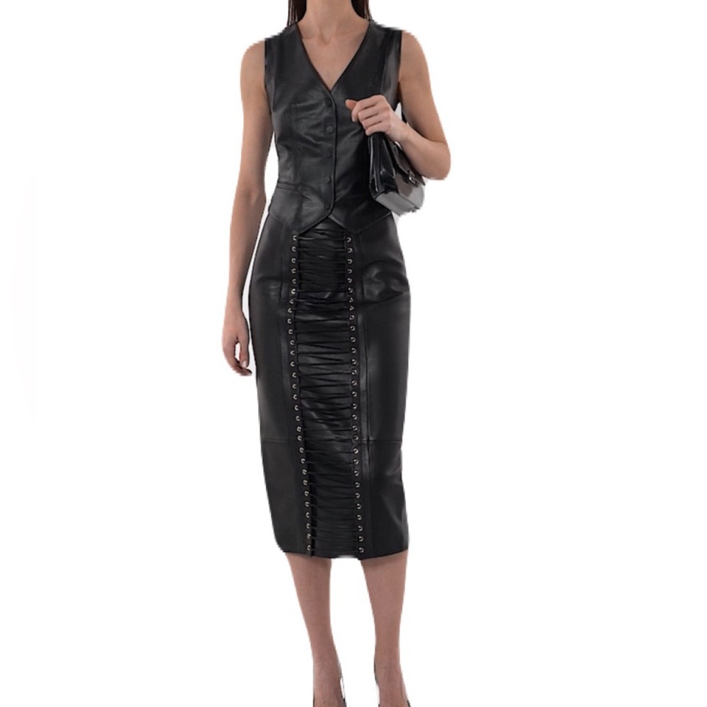 Balmain Runway Lambskin Skirt